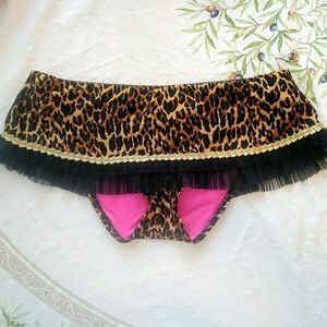 Betsey Johnson Leopard Bikini Bottoms Skirt